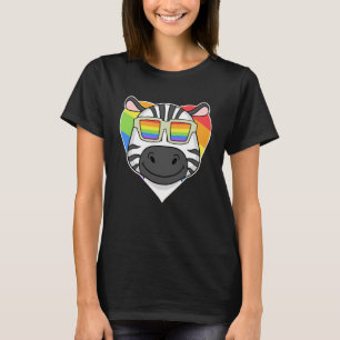 LGBT Rainbow Zebra Gay Pride LGBT Heart Animal T-Shirt