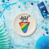 LGBT-Rainbow-Zunge Pappteller (Party)