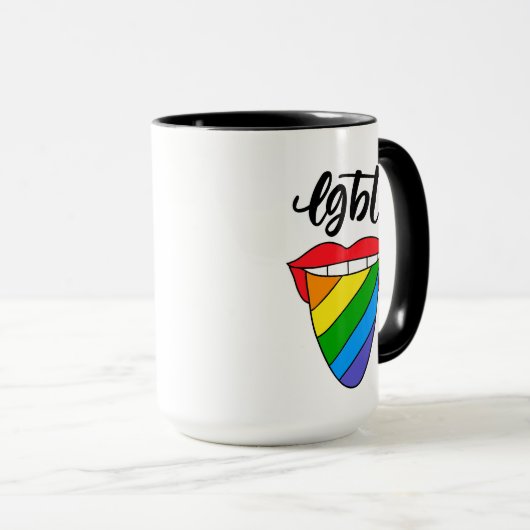 LGBT-Rainbow-Zunge Tasse (VorderseiteRechts)