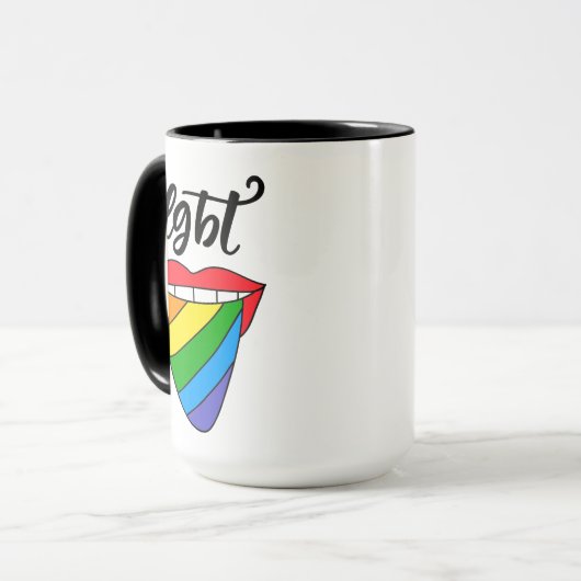 LGBT-Rainbow-Zunge Tasse (Vorderseite Links)
