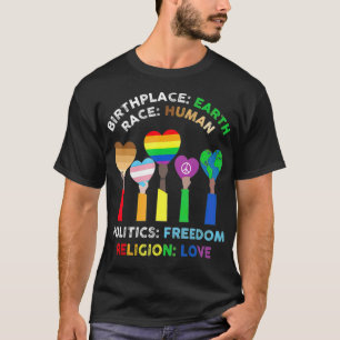 LGBT Rasse menschlichen Geburtsort Erde Religion L T-Shirt