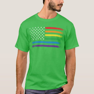 LGBT Regenbogen-Amerikanische Flagge LGBTQ 4. Juli T-Shirt