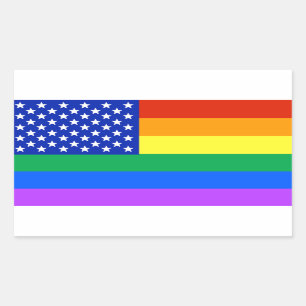 LGBT Regenbogen-amerikanische Flagge Rechteckiger Aufkleber