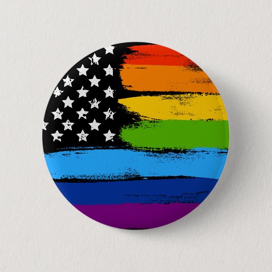 LGBT Regenbogen-amerikanische Stolz-Flagge Button (Vorderseite)