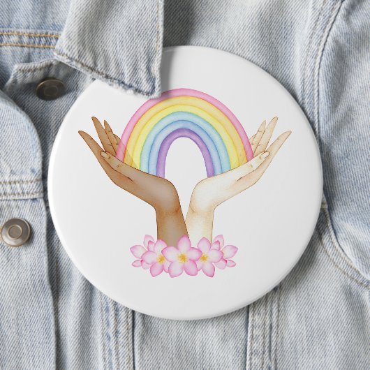 LGBT-Regenbogen auf Händen Button (Beispiel)