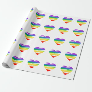 Lgbt Regenbogen-Herzpinsel-Effekt Geschenkpapier