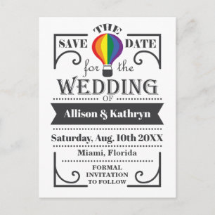 LGBT-Regenbogen-Hochzeitskarte mit Heißluftballon  Einladungspostkarte