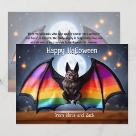 🎃🌈LGBT Regenbogen-Mond-Fledermaus Einladung