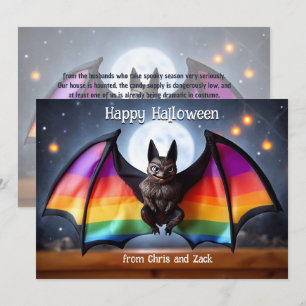 🎃🌈LGBT Regenbogen-Mond-Fledermaus Einladung