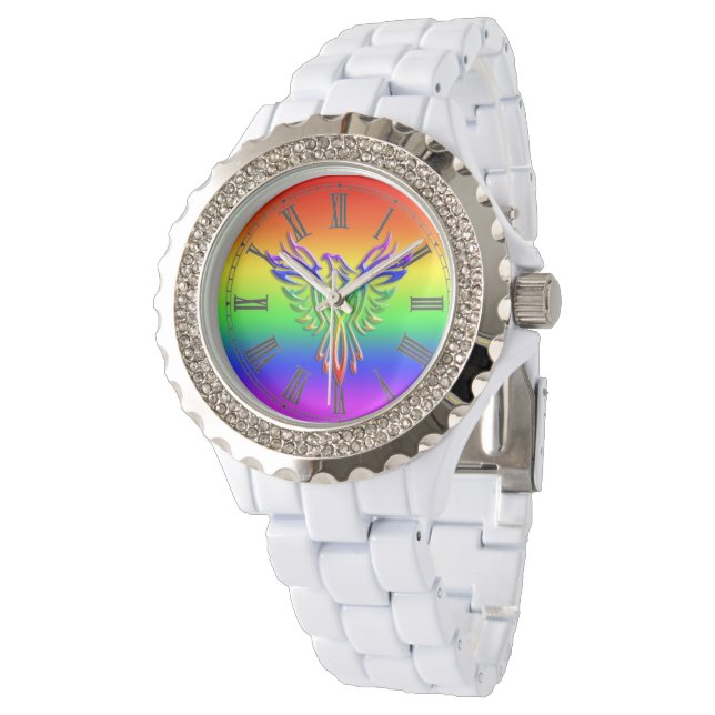 LGBT-Regenbogen - Phoenix, Prägung Armbanduhr (Schrägansicht)