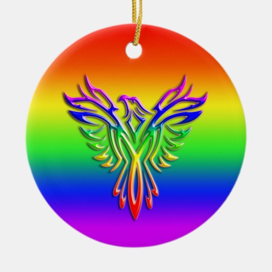 LGBT-Regenbogen-Pride Phoenix-Anstieg, Prägung Keramik Ornament (Vorne)