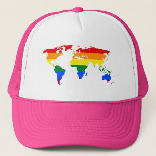LGBT-Regenbogen-Stolz Weltkarte Truckerkappe