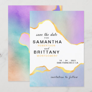 LGBT Regenbogen Wasserfarbe Hochzeit Save the Date Einladung