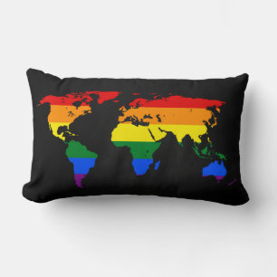 LGBT Regenbogen-Weltkarte Pillow Lendenkissen
