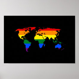 LGBT Regenbogen-Weltkarte Poster