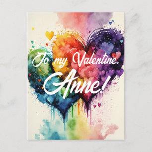 LGBT Regenbogenfarbene Herzen Valentins Tageskarte Postkarte
