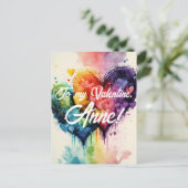 LGBT Regenbogenfarbene Herzen Valentins Tageskarte Postkarte (Stehend Vorderseite)