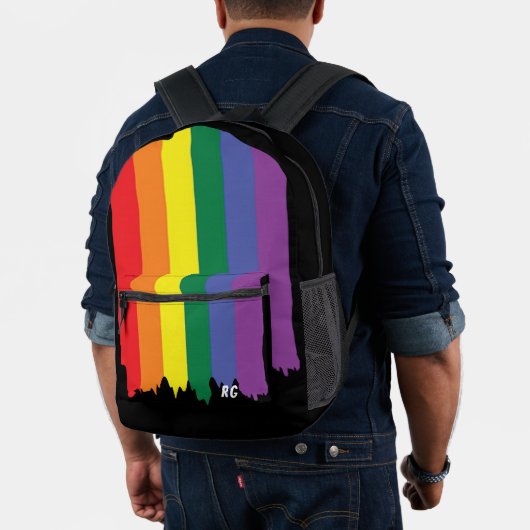 LGBT-Regenbogenfarbenflagge mit Text Bedruckter Rucksack (Insitu (Modell))