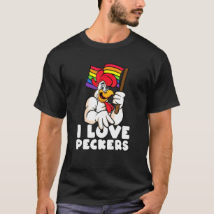 Lgbt Regenbogenflagge Hahn Pun Ich liebe Schwänze T-Shirt