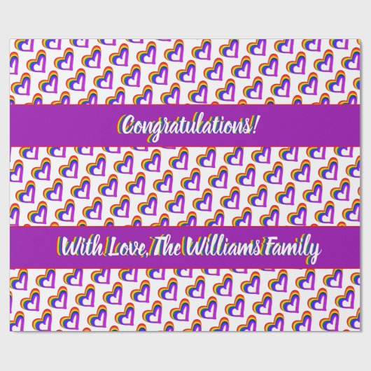 LGBT-Regenbogenflagge Herzmuster Farbiger Gay Prid Geschenkpapier (Flach)