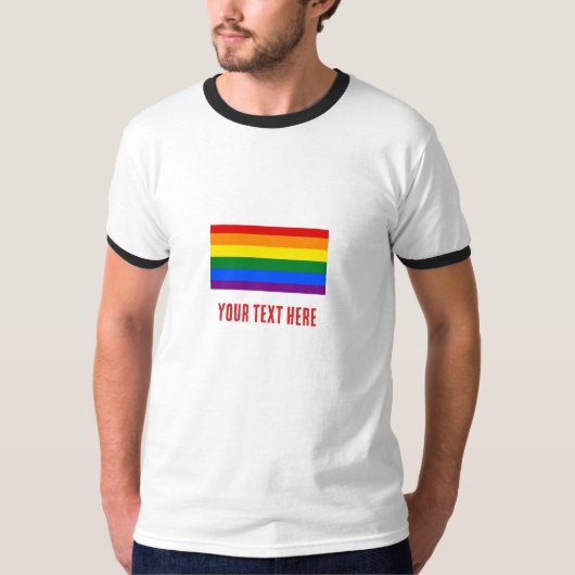 LGBT-Regenbogenflagge mit Ihrem Text für den Monat T-Shirt (Vorderseite)