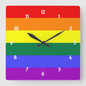 LGBT-Regenbogenflagge Quadratische Wanduhr (Vorderseite)