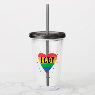 LGBT-Regenbogenherz Acryltrinkbecher