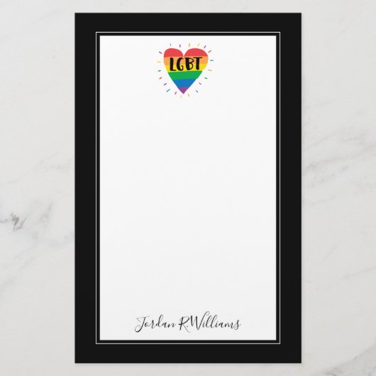 LGBT-Regenbogenherz Briefpapier (Vorderseite)