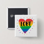 LGBT-Regenbogenherz Button (Vorne & Hinten)