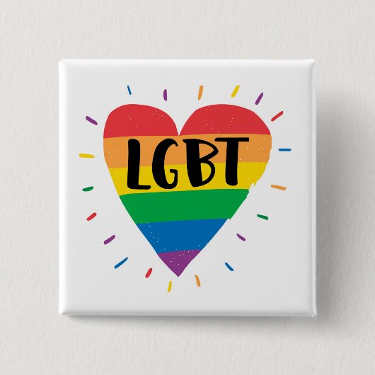 LGBT-Regenbogenherz Button (Vorderseite)