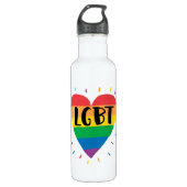 LGBT-Regenbogenherz Edelstahlflasche (Vorderseite)