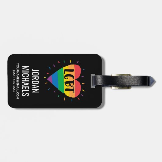 LGBT-Regenbogenherz Gepäckanhänger (Rückseite horizontal)