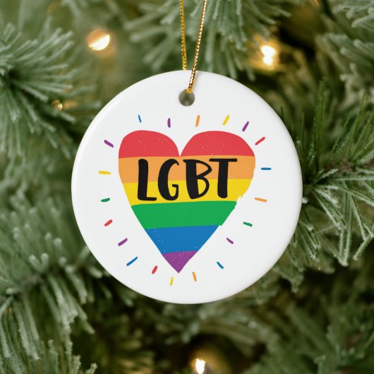LGBT-Regenbogenherz Keramik Ornament (Baum)