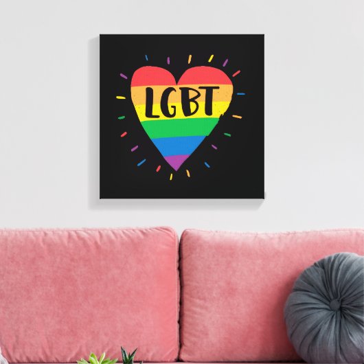 LGBT-Regenbogenherz Leinwanddruck (Insitu (Wohnzimmer))
