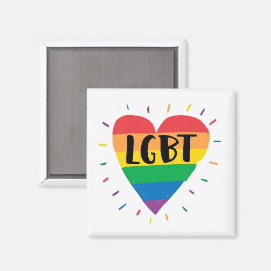 LGBT-Regenbogenherz Magnet (Vorderseite/Rückseite)