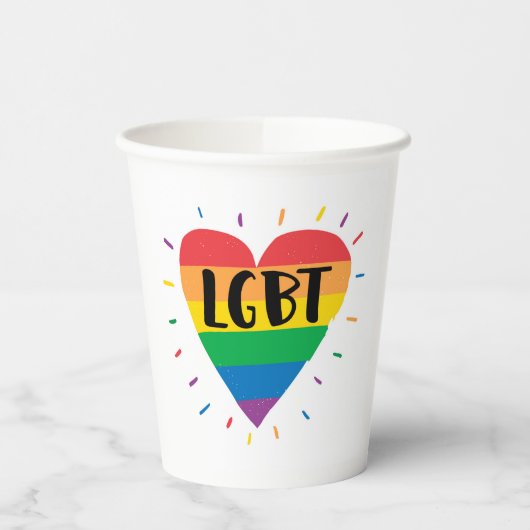 LGBT-Regenbogenherz Pappbecher (Links)