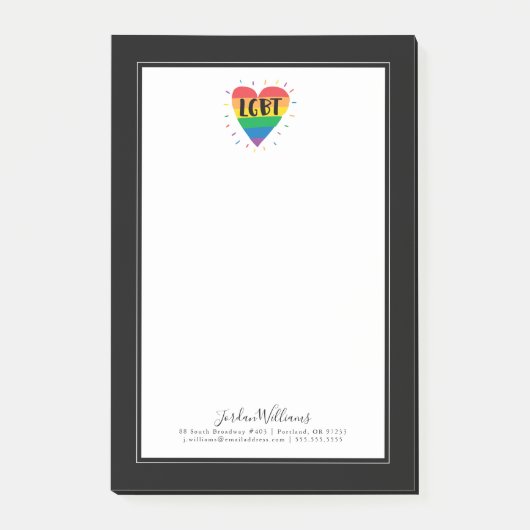 LGBT-Regenbogenherz Post-it Klebezettel (Vorderseite)