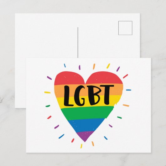 LGBT-Regenbogenherz Postkarte (Vorne/Hinten)