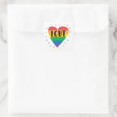 LGBT-Regenbogenherz Quadratischer Aufkleber (Tasche)
