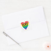LGBT-Regenbogenherz Quadratischer Aufkleber (Umschlag)