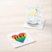 LGBT-Regenbogenherz Rechteckiger Pappuntersetzer (Vor Ort)