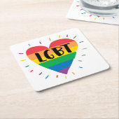 LGBT-Regenbogenherz Rechteckiger Pappuntersetzer (angewinkelt)