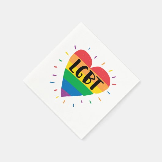 LGBT-Regenbogenherz Serviette (Ecke)