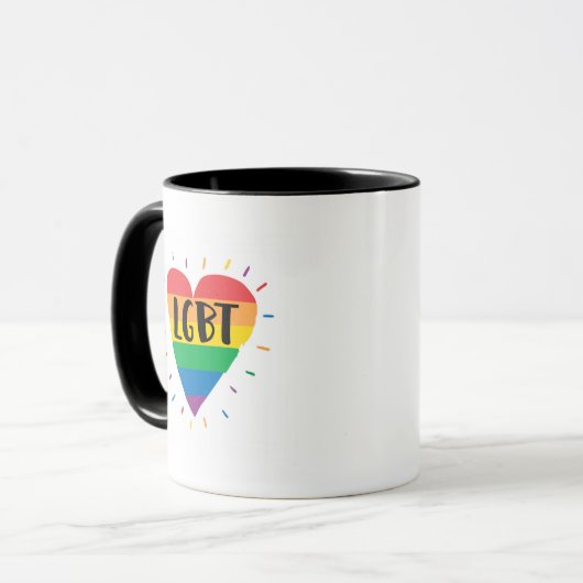 LGBT-Regenbogenherz Tasse (Vorderseite Links)