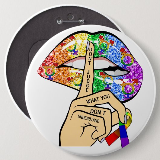 LGBT-Regenbogenlippen Button (Vorne & Hinten)