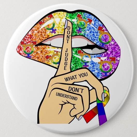 LGBT-Regenbogenlippen Button (Vorderseite)