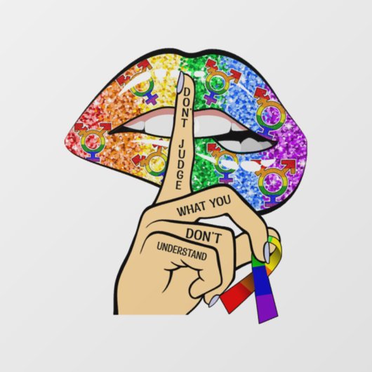 LGBT-Regenbogenlippen Fensteraufkleber (Blatt)