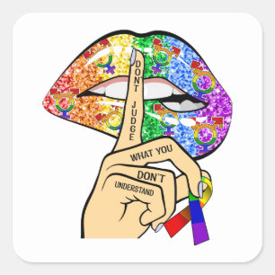 LGBT-Regenbogenlippen Quadratischer Aufkleber