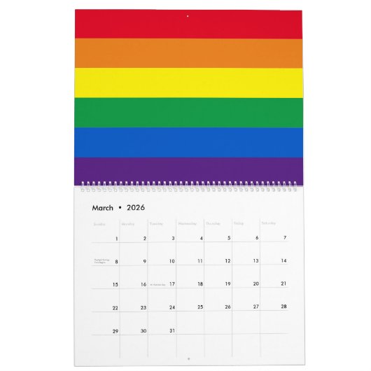 Lgbt Regenbogenstreifen Farben Lgbtq Gay Pride Fla Kalender (Mär 2026)
