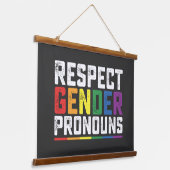 LGBT Respekt Geschlecht Pronouns Gay Lesbian Trans Wandteppich Mit Holzrahmen (Gewinkelt)